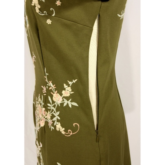 NEW Kimchi Blue Sakura Olive Green Floral Embroidered Long Sleeve Mini Dress - S - Picture 6 of 8